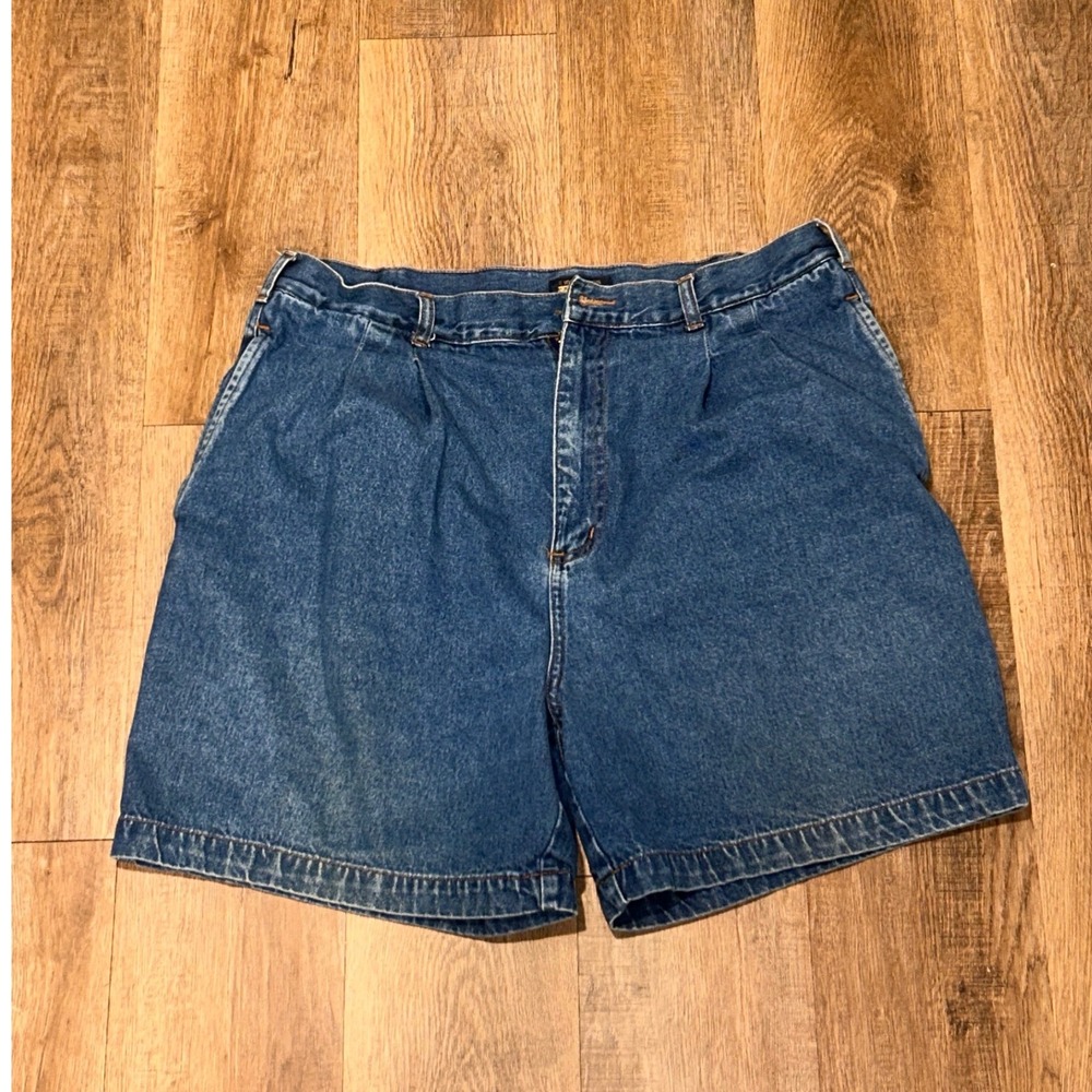 Chaps Ralph Lauren Mens 36 Pleated Denim Shorts Medium Wash Blue Cotton Vintage